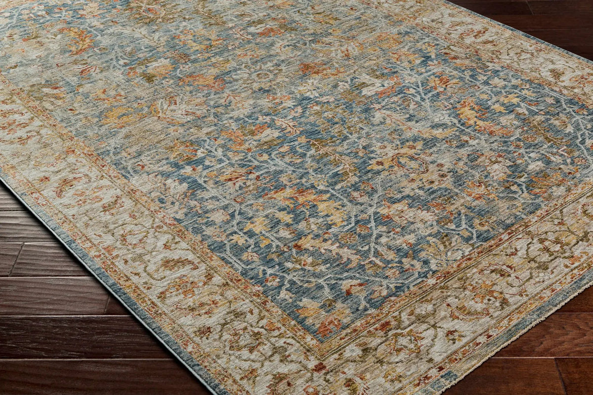 Asabi Blue Textured Rug with Fringes, photo 9 of 11