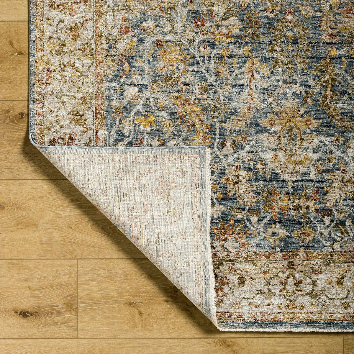 Asabi Blue Textured Rug with Fringes, photo 3 of 11