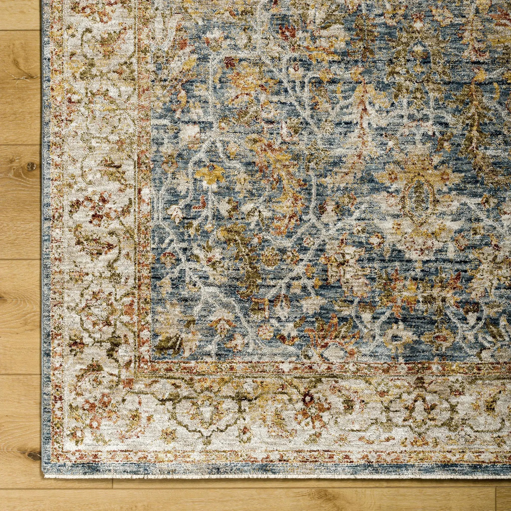 Asabi Blue Textured Rug with Fringes by Boutique Rugs