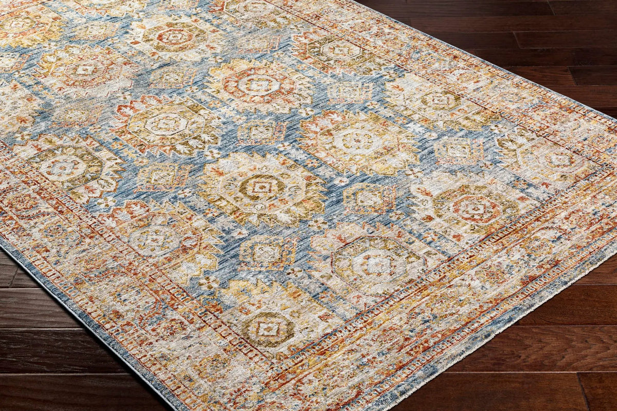Crescentia Blue & Beige Textured Rug with Fringes, photo 10 of 10