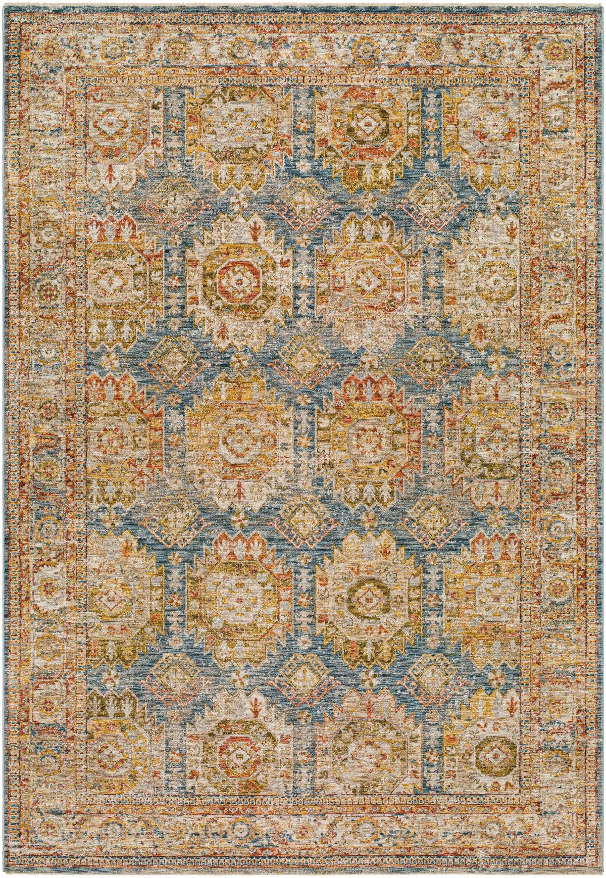 Crescentia Blue & Beige Textured Rug with Fringes, photo 9 of 10