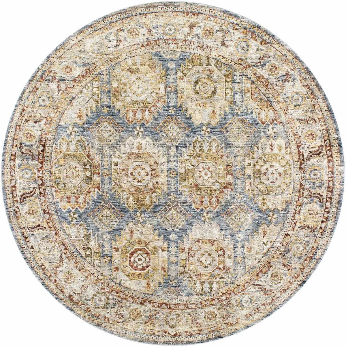 Crescentia Blue & Beige Textured Rug with Fringes, photo 3 of 10