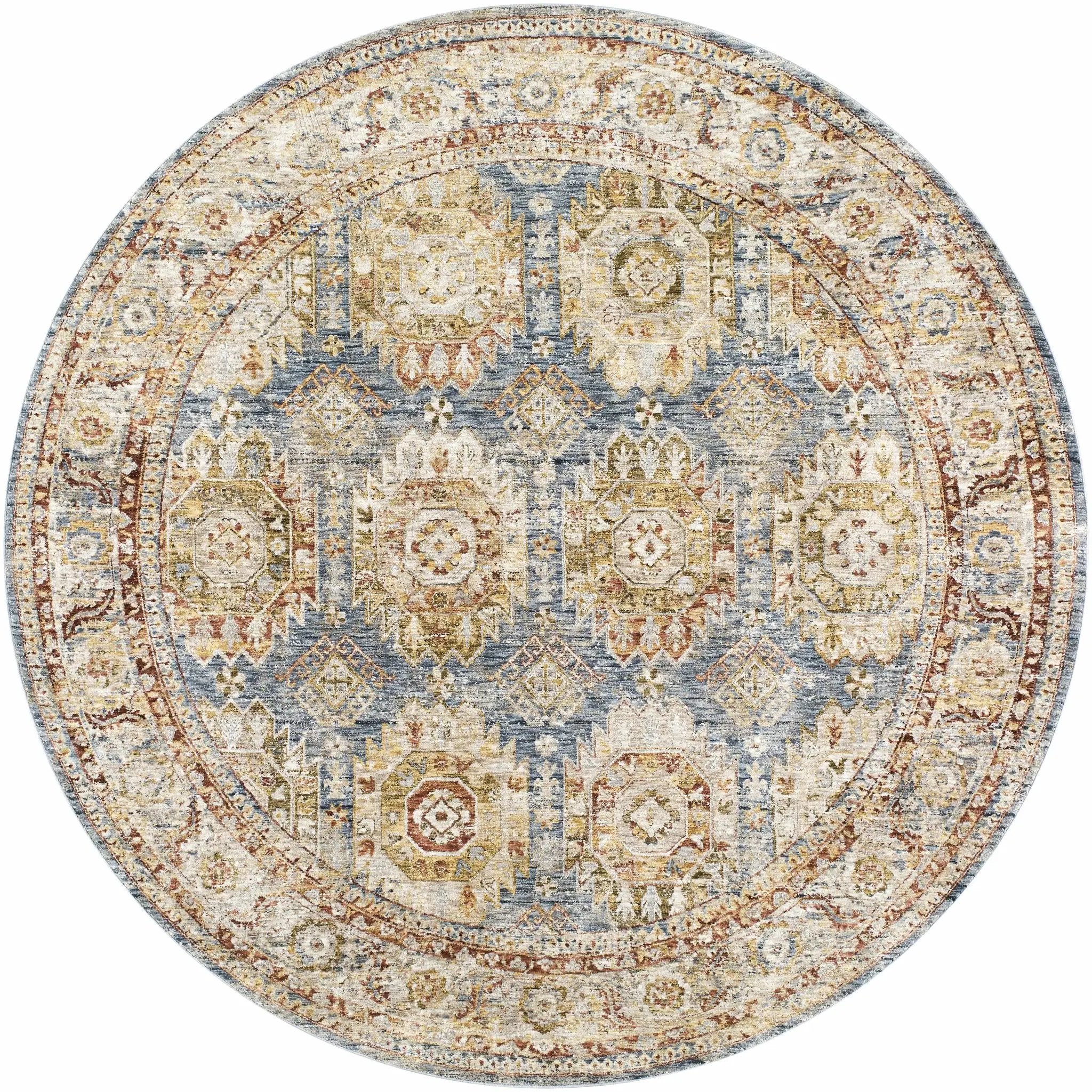 Crescentia Blue & Beige Textured Rug with Fringes by Boutique Rugs