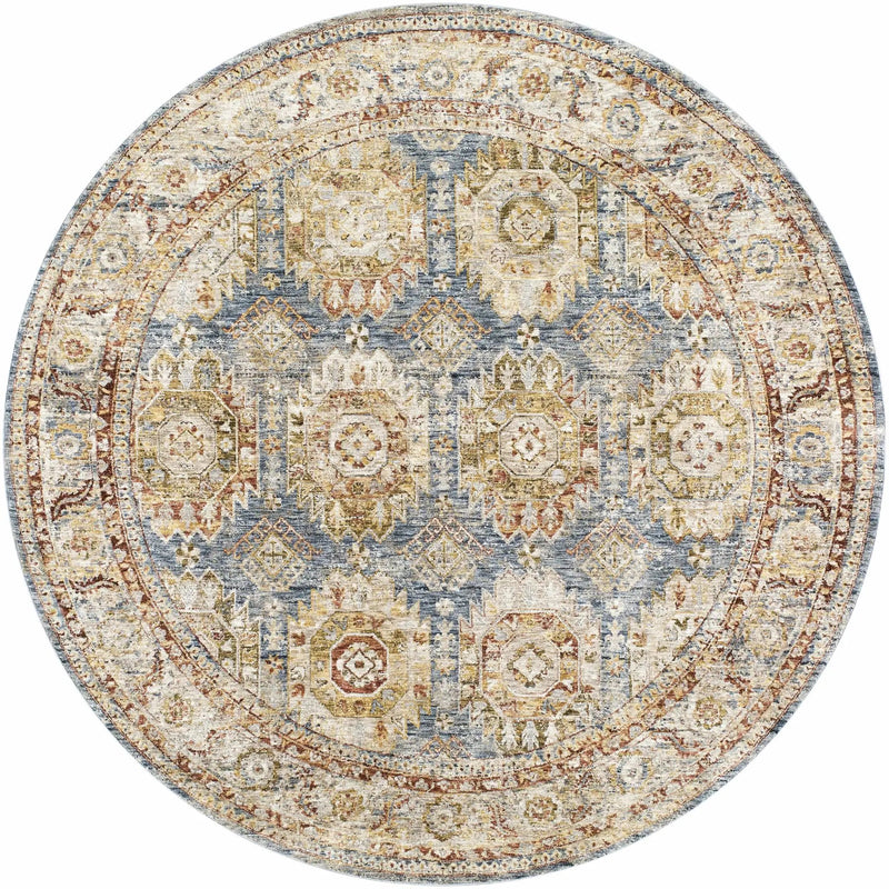 Crescentia Blue & Beige Textured Rug with Fringes by Boutique Rugs