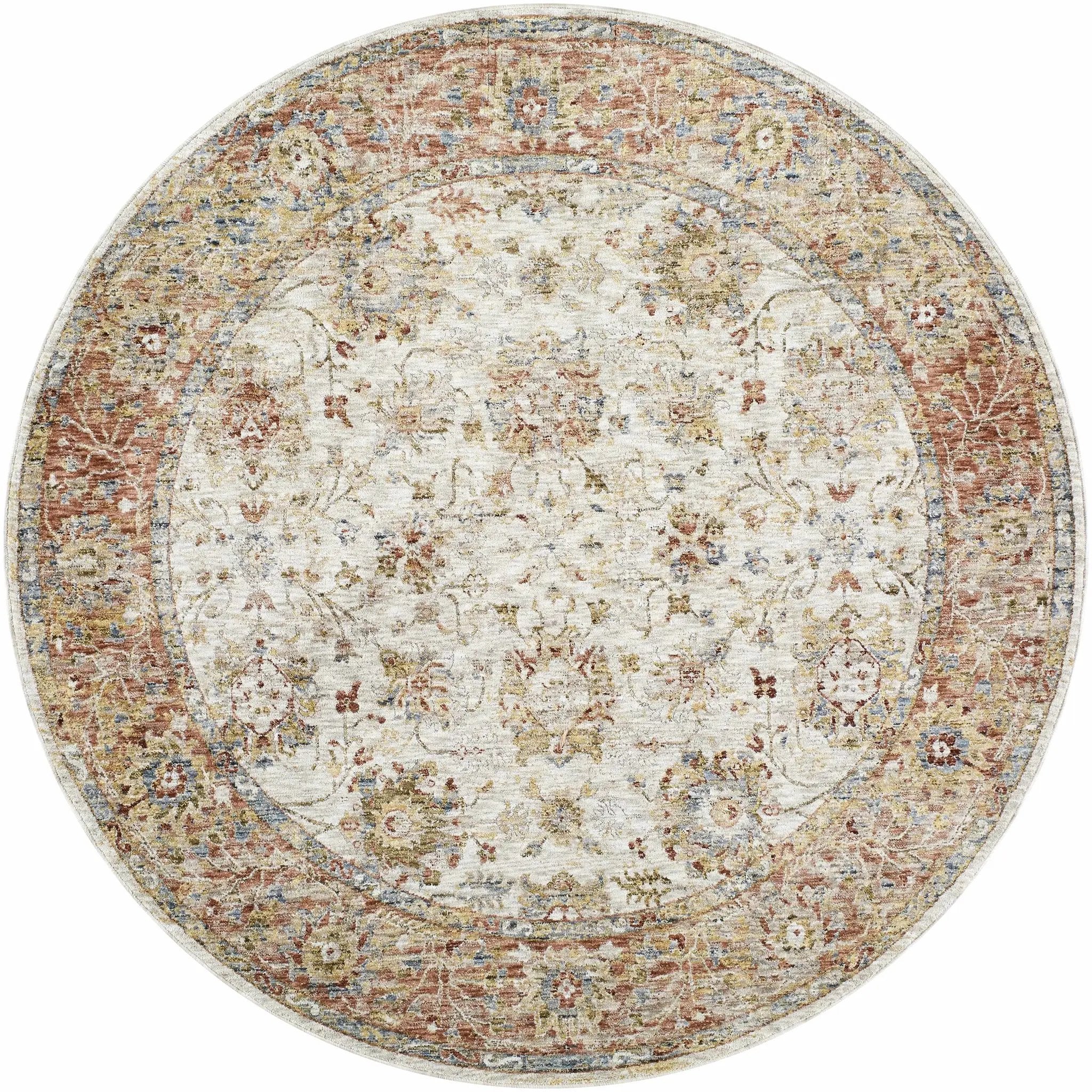 Duong Beige & Rust Textured Rug with Fringes by Boutique Rugs
