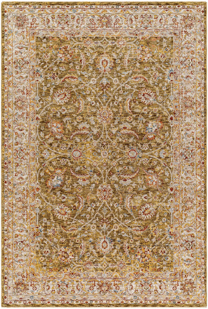 Dyan Green Textured Rug with Fringes by Boutique Rugs