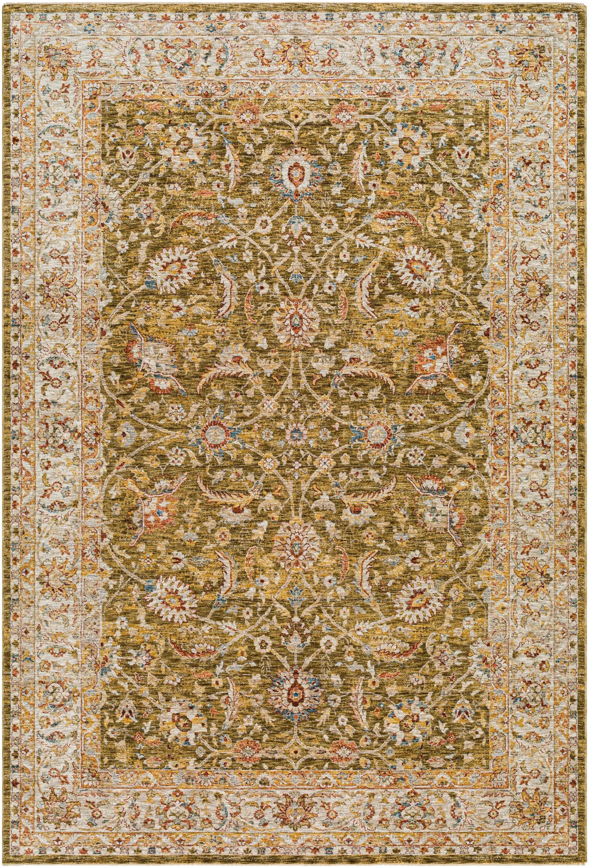 Dyan Green Textured Rug with Fringes by Boutique Rugs