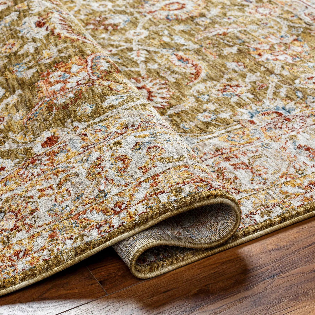 Dyan Green Textured Rug with Fringes, photo 5 of 8