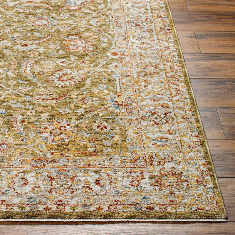 Dyan Green Textured Rug with Fringes by Boutique Rugs