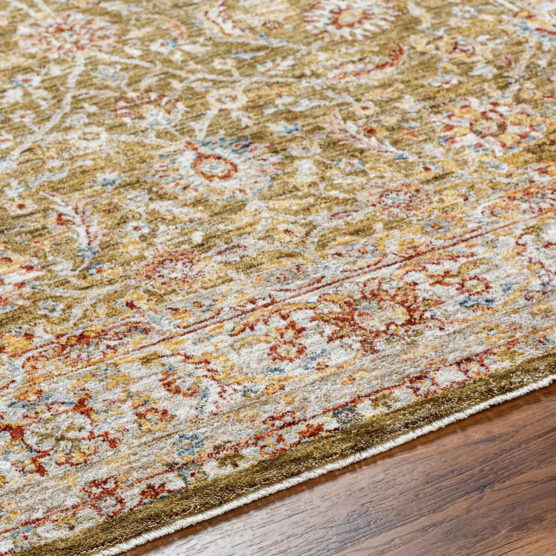 Dyan Green Textured Rug with Fringes by Boutique Rugs