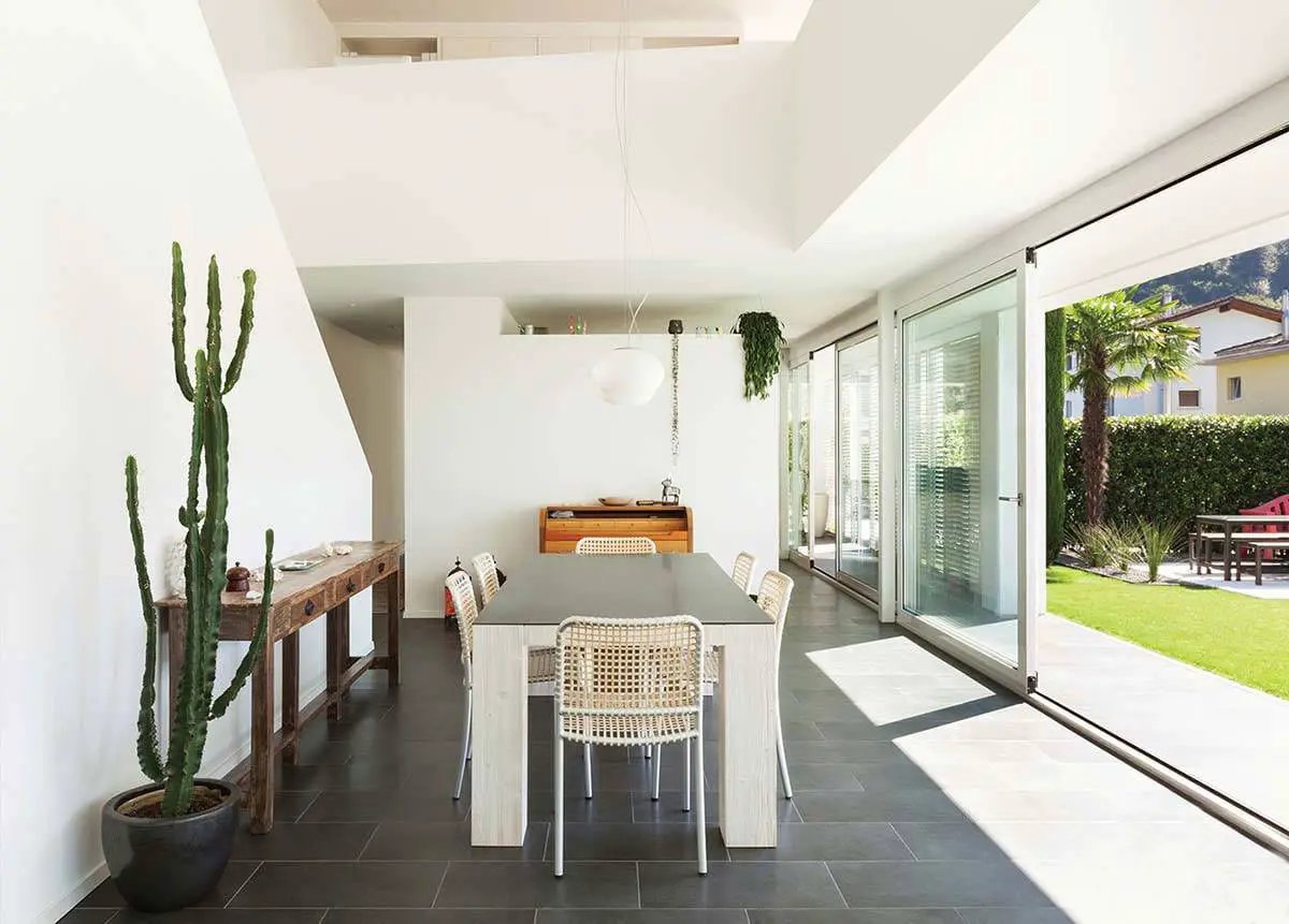Montauk Black Gauged Slate Tiles in a finished room