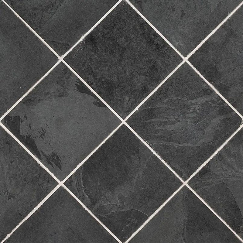 Montauk Black Gauged Slate Tiles angled view