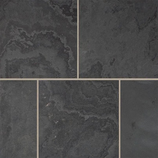 Montauk Black Honed Slate Tiles 12x12