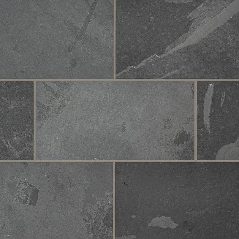 Montauk Black Gauged Slate Tiles 18x36 close up