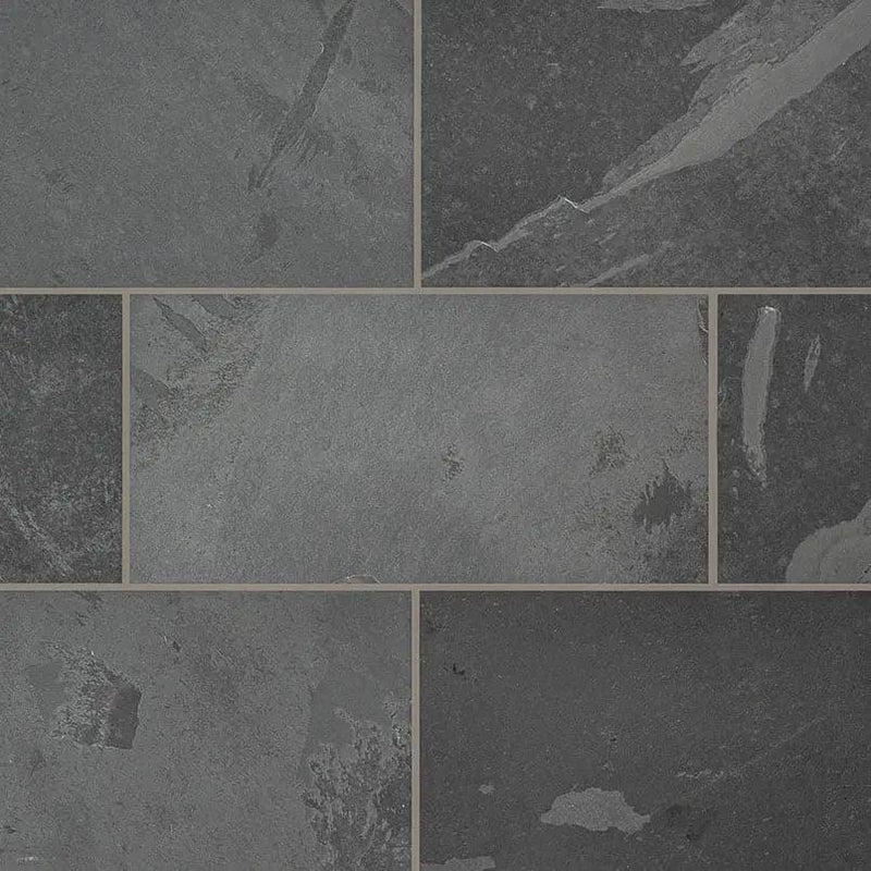 Montauk Black Gauged Slate Tiles 18x36 close up