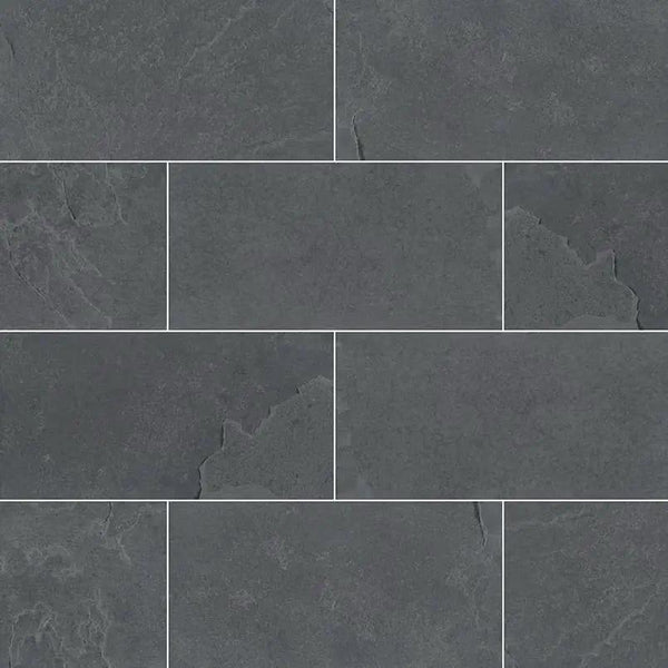 Montauk Black Gauged Slate Mosaics 3x6