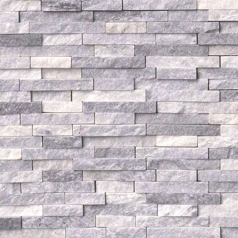 Alaskan Gray Splitface Interlocking Pattern Split Face Marble Mosaics close up