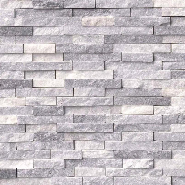 Alaskan Gray Splitface Interlocking Pattern Split Face Marble Mosaics