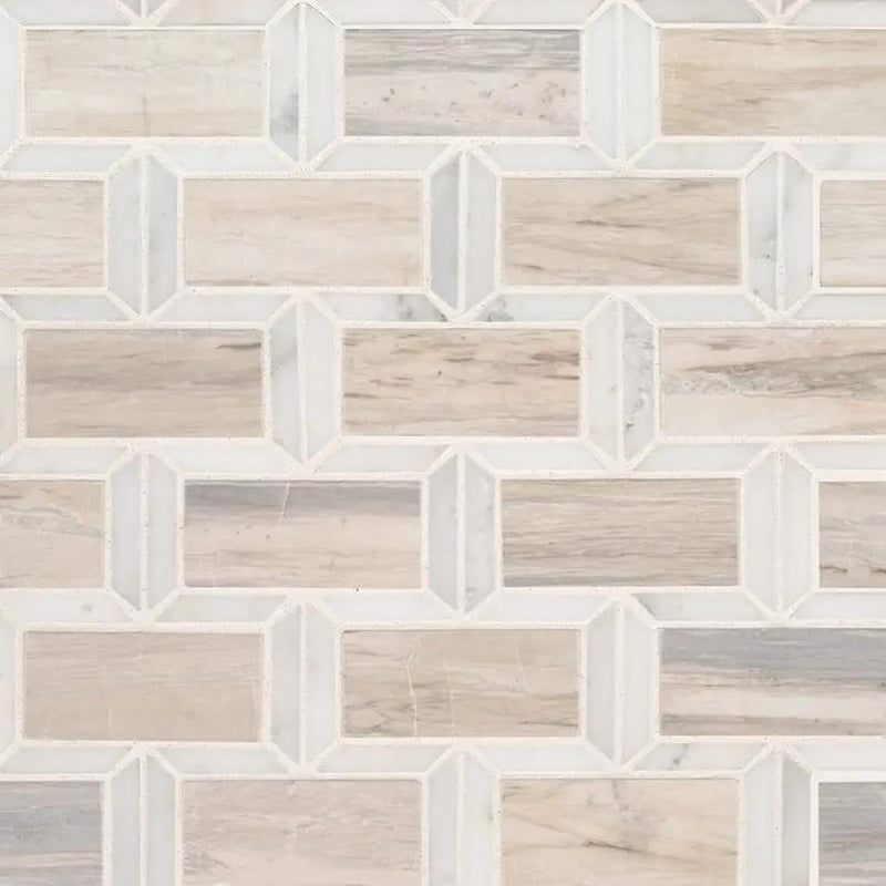 Angora Framework Subway Polished Marble Mosaics 2x4 by MSI Surfaces