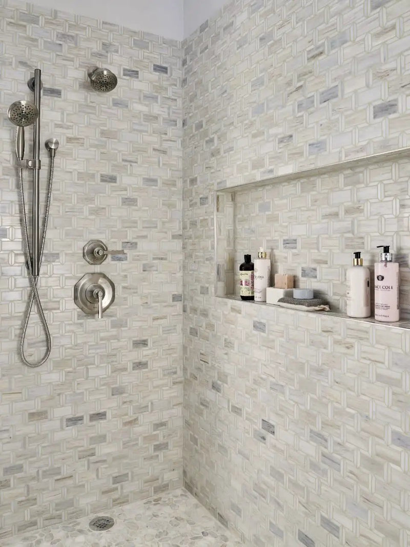 Angora Framework Subway Polished Marble Mosaics 2x4 by MSI Surfaces