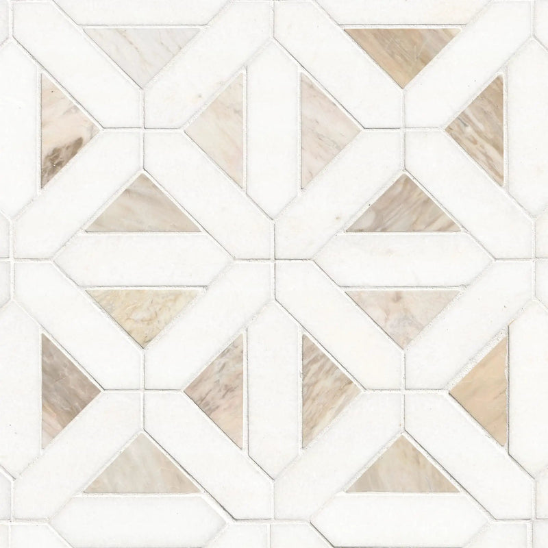 Angora Geometric Pattern Polished Marble Mosaics by MSI Surfaces