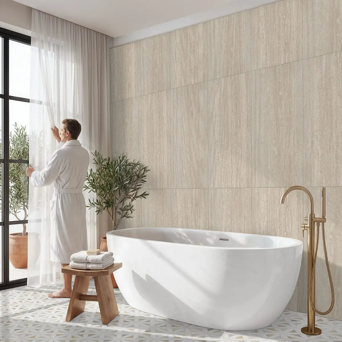 Angora Geometric Pattern Polished Marble Mosaics by MSI Surfaces