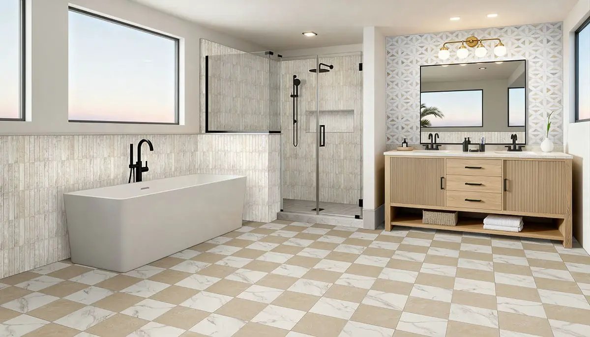 Angora Geometric Pattern Polished Marble Mosaics by MSI Surfaces