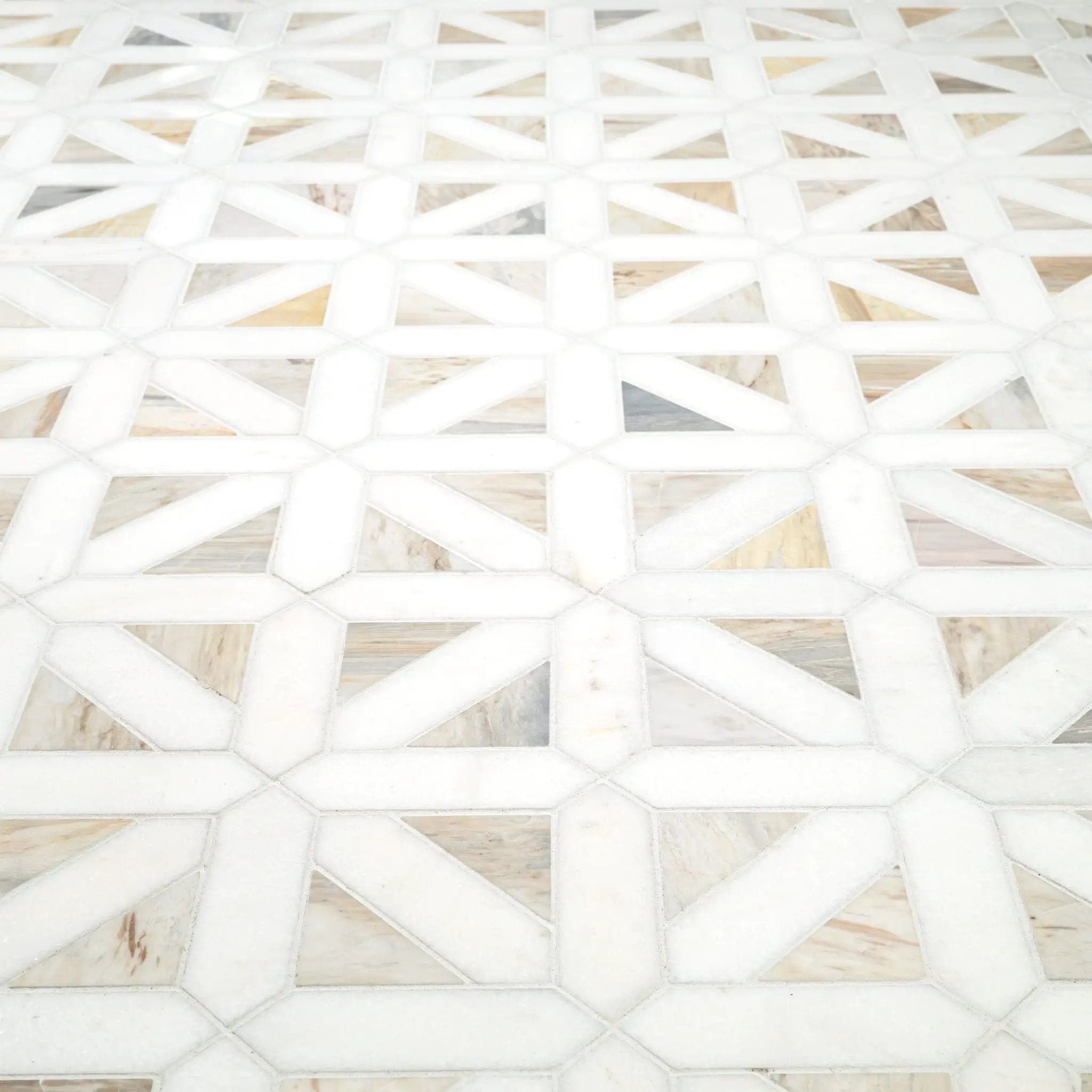 Angora Geometric Pattern Polished Marble Mosaics by MSI Surfaces