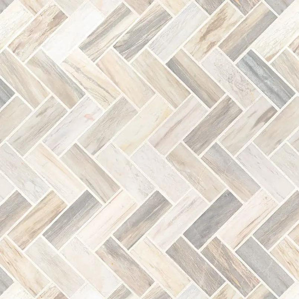 Angora Herringbone Polished Pattern Marble Mosaics