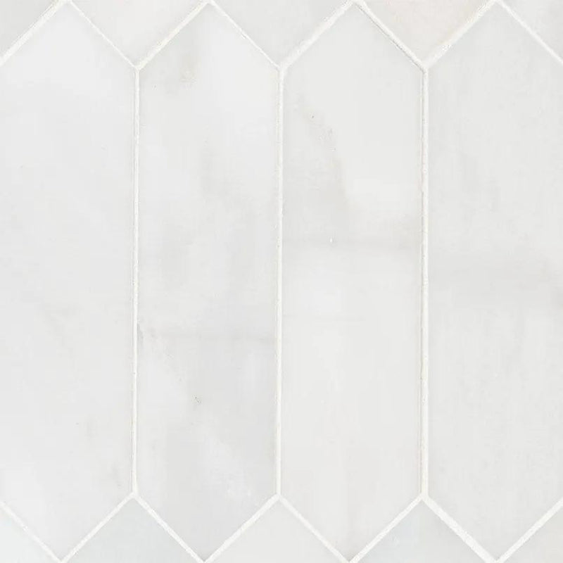 Arabescato Carrara 3x12 Picket Honed Marble Mosaics close up