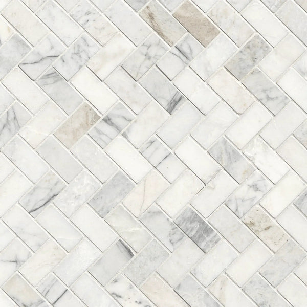 Arabescato Venato 1x2 Herringbone Honed Marble Mosaics