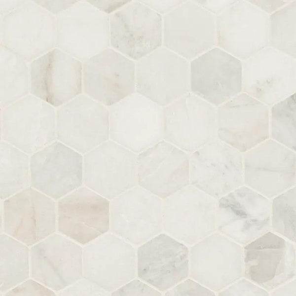 Arabescato Venato 2" Hexagon Honed Marble Mosaics