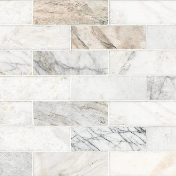 Arabescato Venato Tile 2x6 Honed Marble Mosaics