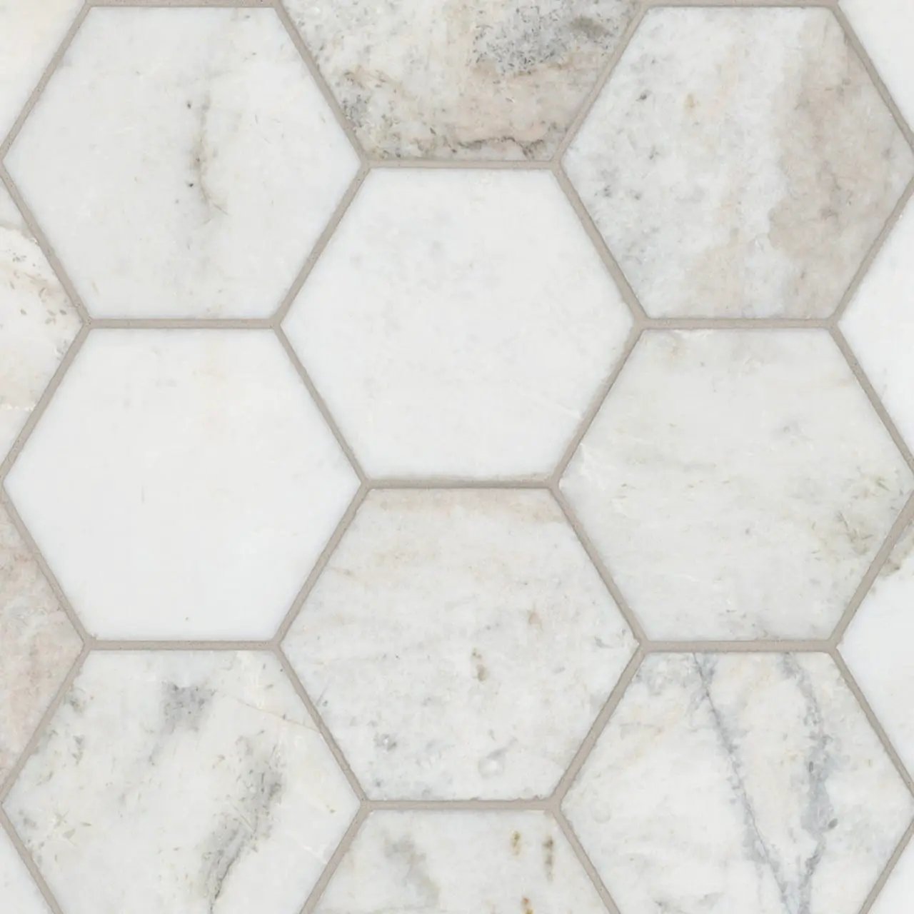 Arabescato Venato White 5" Hexagon Honed Marble Mosaics by MSI Surfaces