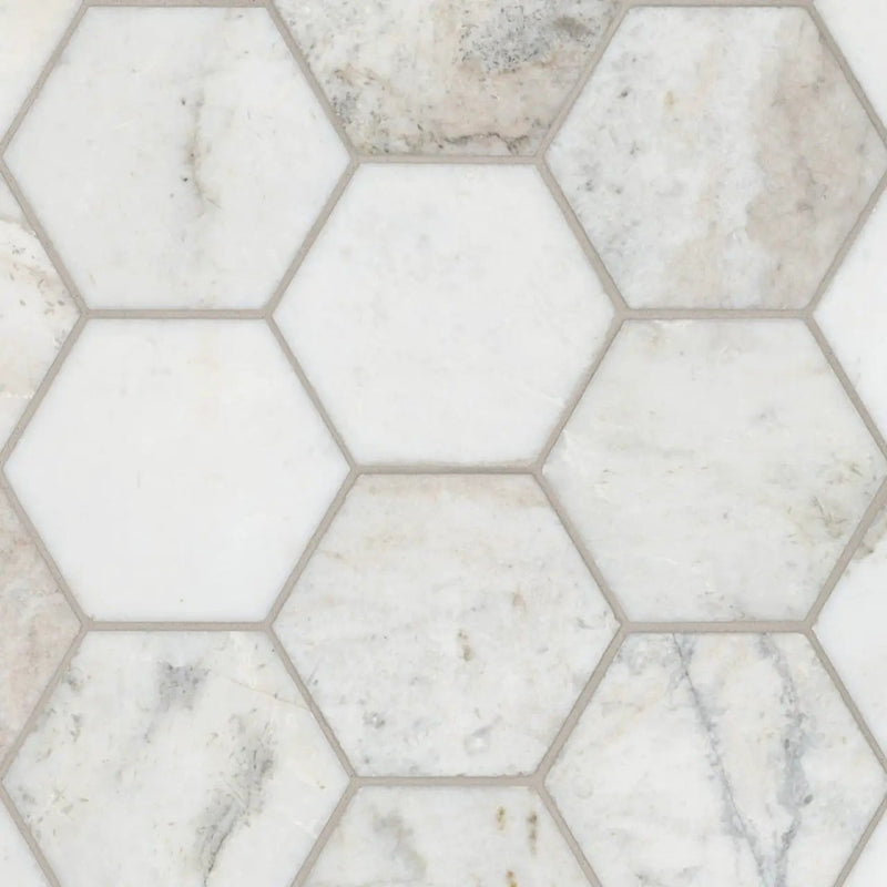 Arabescato Venato White 5" Hexagon Honed Marble Mosaics by MSI Surfaces