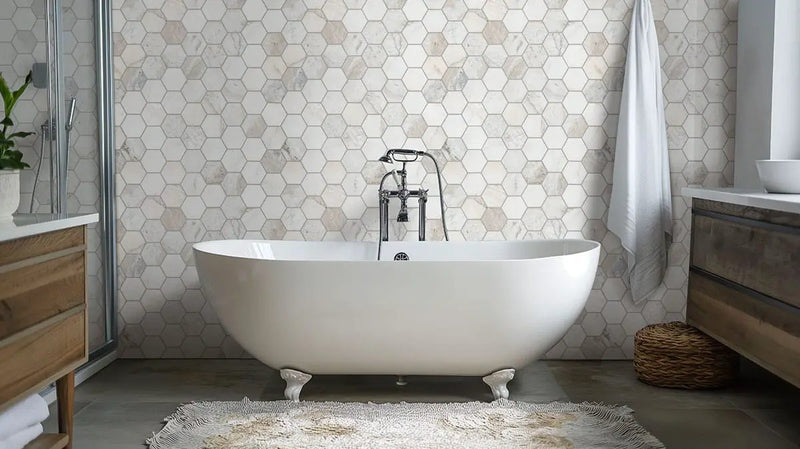 Arabescato Venato White 5" Hexagon Honed Marble Mosaics by MSI Surfaces