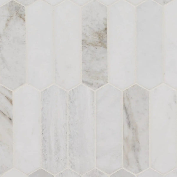 Arabescato Venato Picket Honed Pattern Marble Mosaics