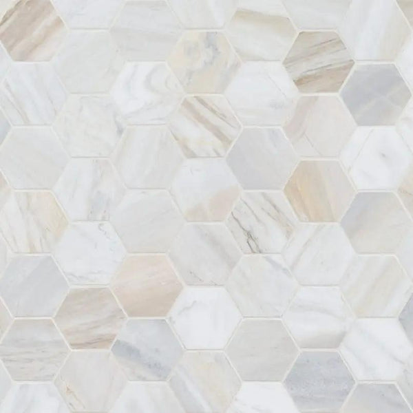 Athena Gold 2" Hexagon Honed Marble Mosaics