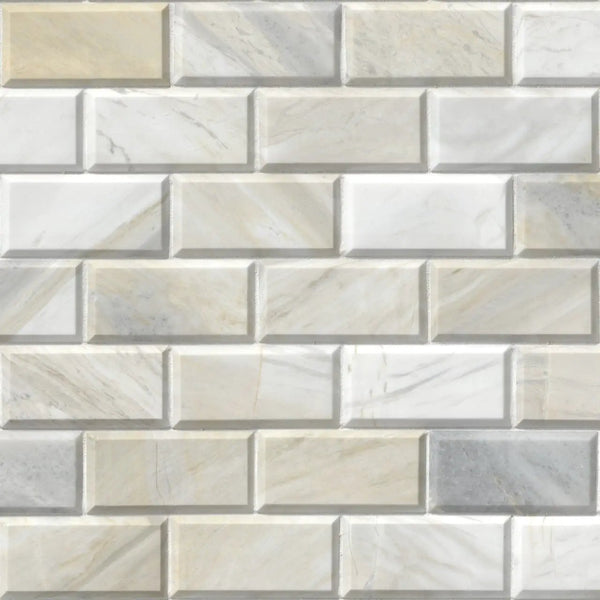 Athena Gold Beveled Tile 2x4 Honed Marble Mosaics
