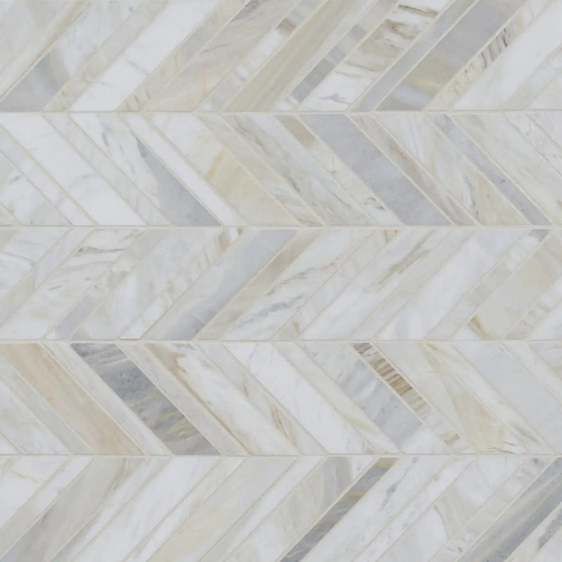 Athena Gold Chevron Pattern Honed Marble Mosaics by MSI Surfaces