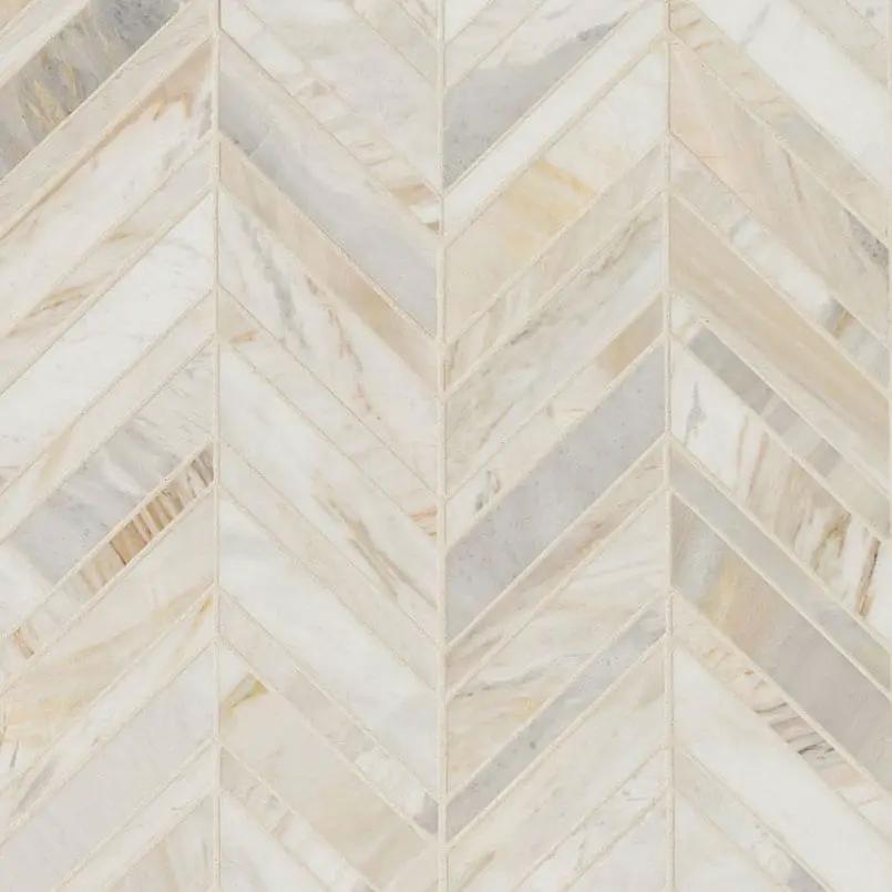 Athena Gold Chevron Pattern Honed Marble Mosaics by MSI Surfaces