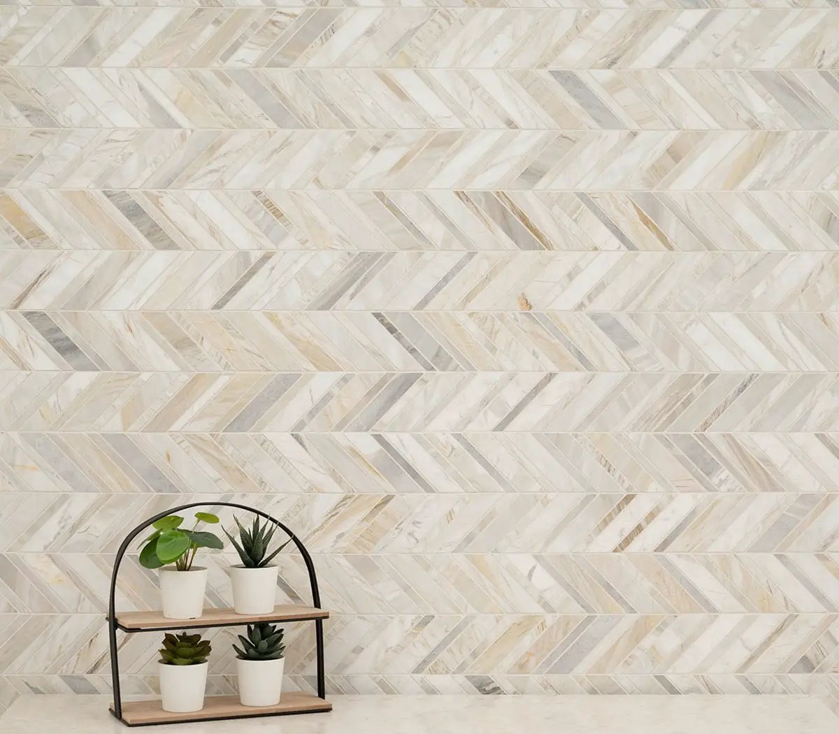 Athena Gold Chevron Pattern Honed Marble Mosaics by MSI Surfaces