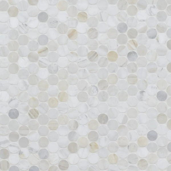 Athena Gold Penny Round Honed Marble Mosaics