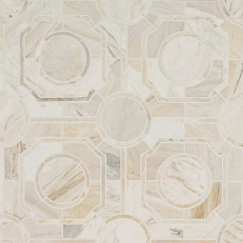 Athena Gold Regency Polished Pattern Marble Mosaics close up