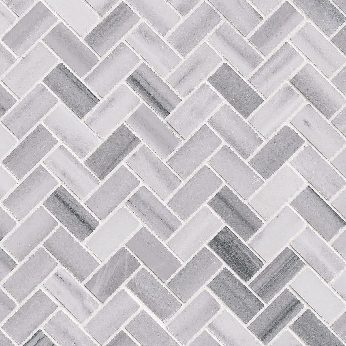 Bergamo Herringbone Polished Pattern Marble Mosaics by MSI Surfaces
