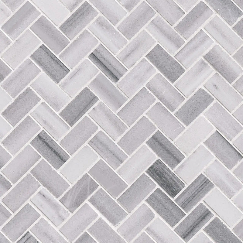Bergamo Herringbone Polished Pattern Marble Mosaics by MSI Surfaces