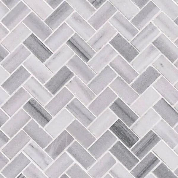 Bergamo Herringbone Polished Pattern Marble Mosaics, photo 2 of 5