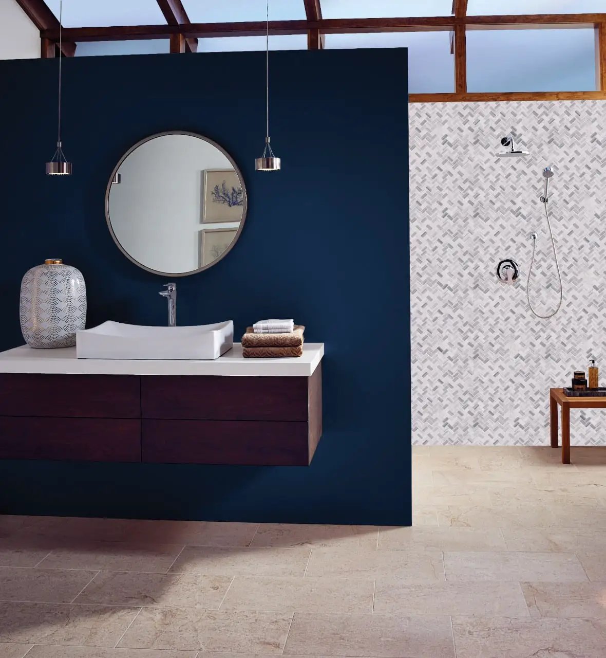 Bergamo Herringbone Polished Pattern Marble Mosaics by MSI Surfaces