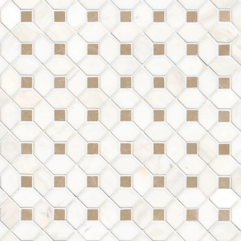Bianco Dolomite Crema Dotty Polished Pattern Marble Mosaics by MSI Surfaces