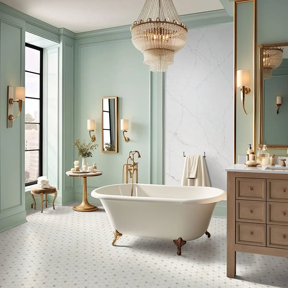 Bianco Dolomite Crema Dotty Polished Pattern Marble Mosaics by MSI Surfaces